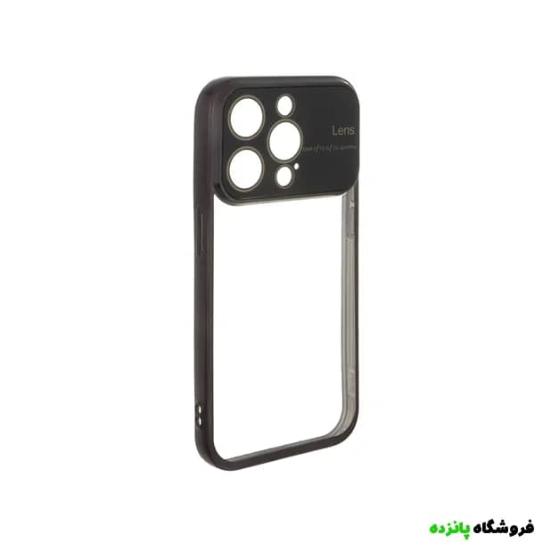 قاب دور رنگی آیفون 15 پرو محافظ لنز شیشه ای – مشکی