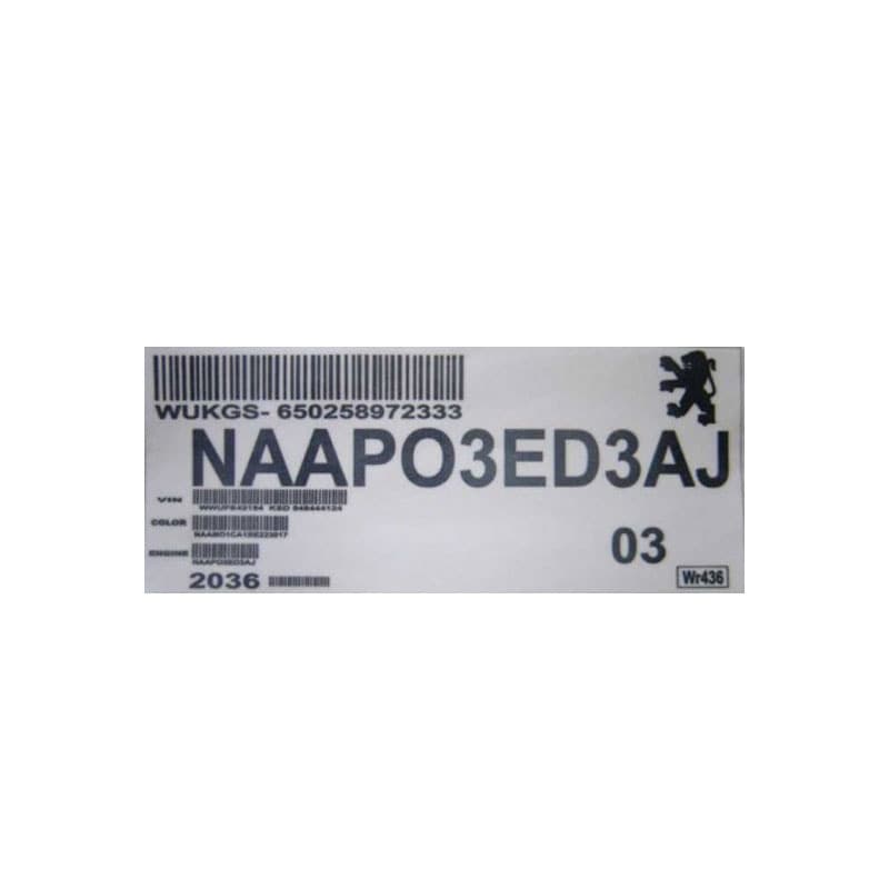 برچسب شیشه طرح بارکد پژو کد 2134