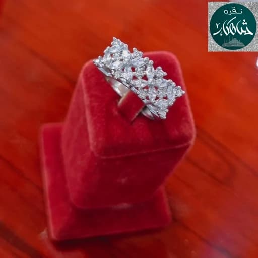 انگشتر زنانه نقره شاهکار میکرو مارکیز عیار 925 آبکاری طلاسفید همراه با فاکتور رسمی