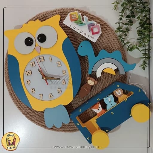 ساعت دیواری اتاق کودک ماوراء لاکچری طرح جغد MC052