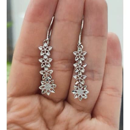 گوشواره نقره آویز تراش عیار 925 — تصویر ۳
