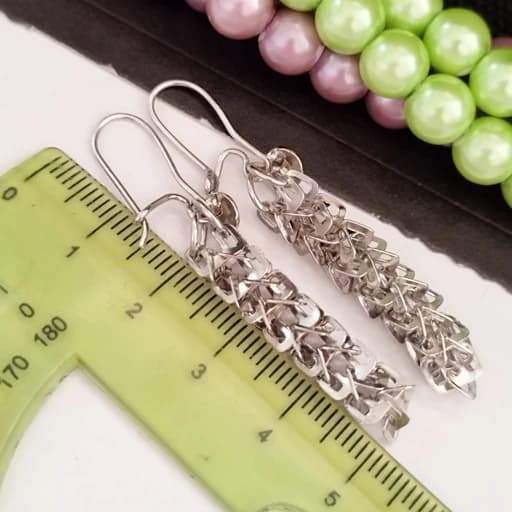 گوشواره نقره آویز طرح شرشره ای زنانه عیار925 روکش طلا سفید