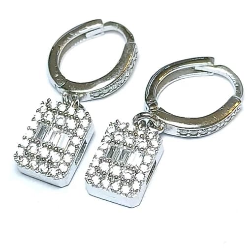 گوشواره نقره جواهری آبکاری رادیوم مارکیز — تصویر ۳