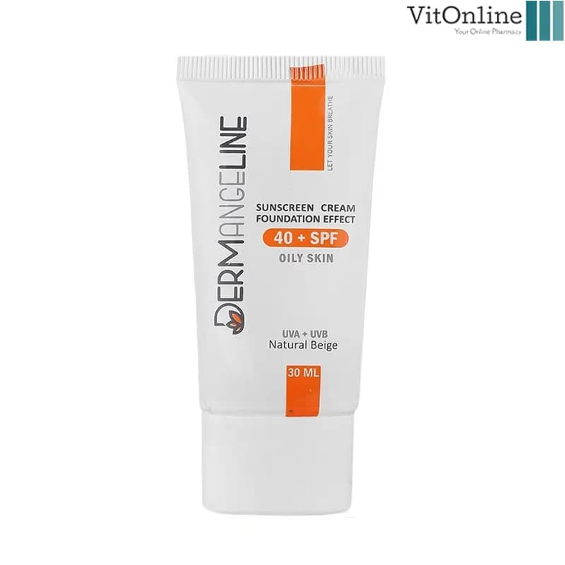 کرم ضد آفتاب کرم پودری SPF 40 بژ طبیعی مناسب انواع پوست درم انجلین — تصویر ۳