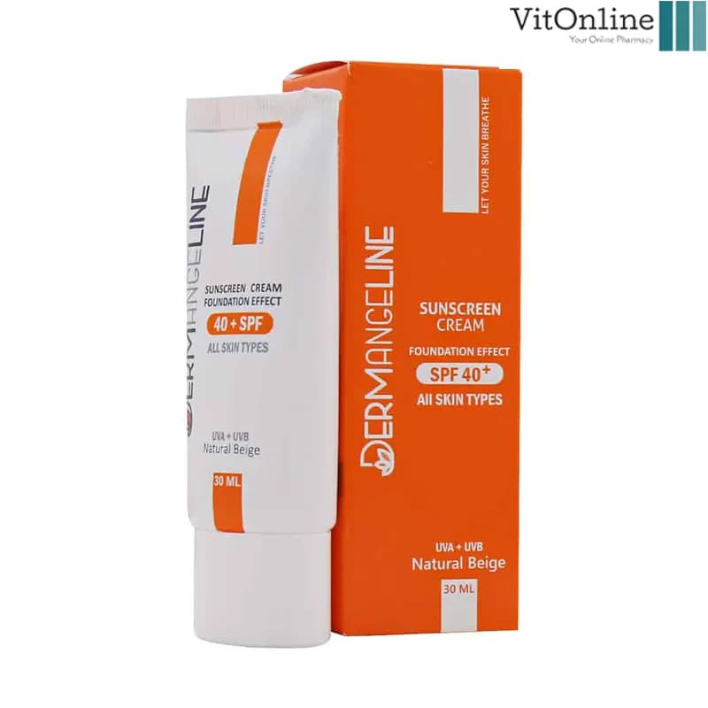 ضد آفتاب کرم پودری SPF40 درم انجلین مناسب پوست چرب30 میلی لیتر