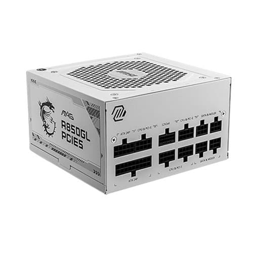 MSI MAG A850GL PCIE 5 & ATX 3.0 Fully Modular 850W ATX White Gaming Power Supply