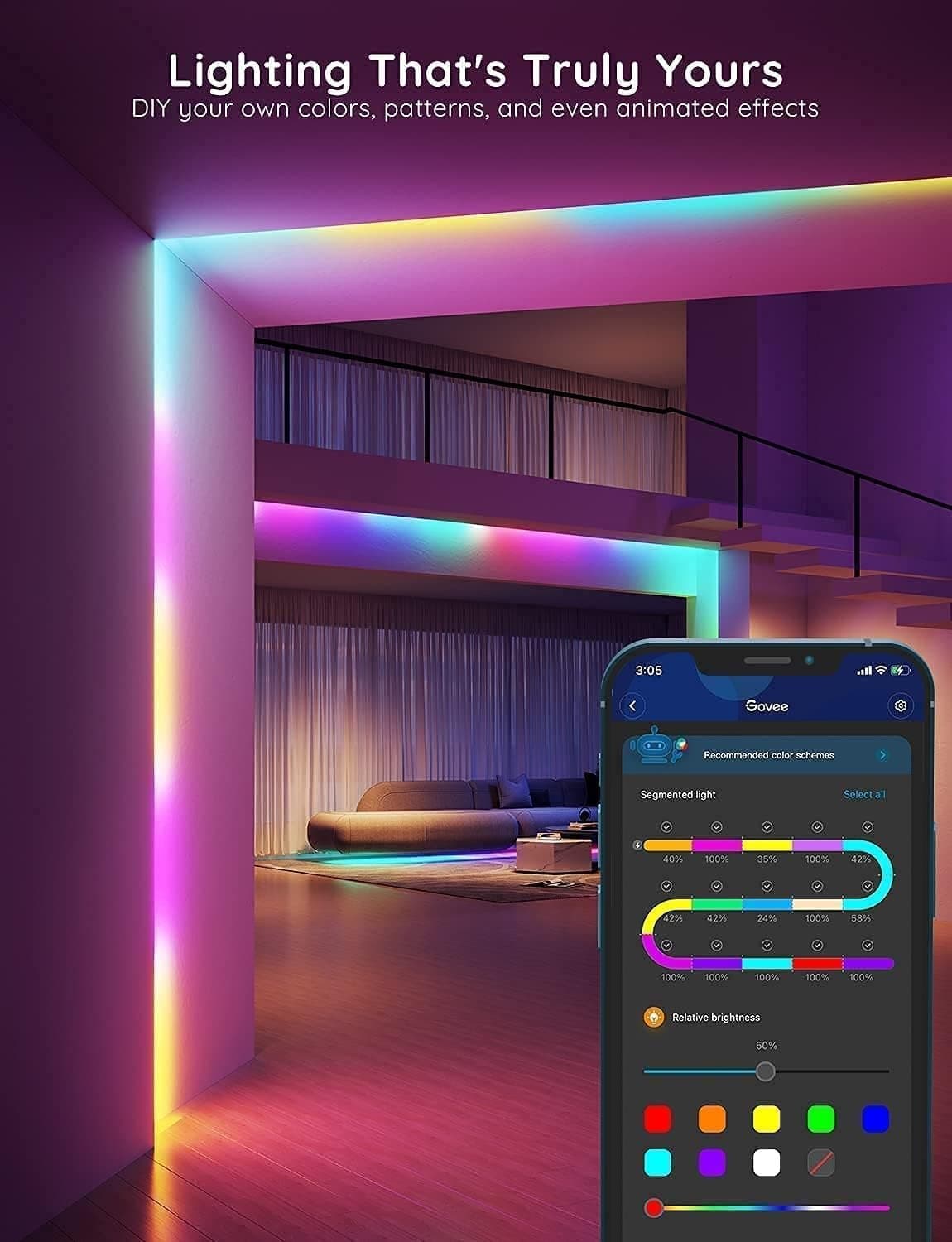 ریسه هوشمند 10 متری گووی Govee RGBIC Basic Wi-Fi + Bluetooth LED H618C — تصویر ۶