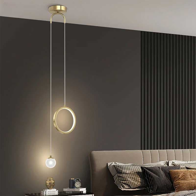 لوستر آویز مدرن مدل Ring ball gold کد P26 — تصویر ۳