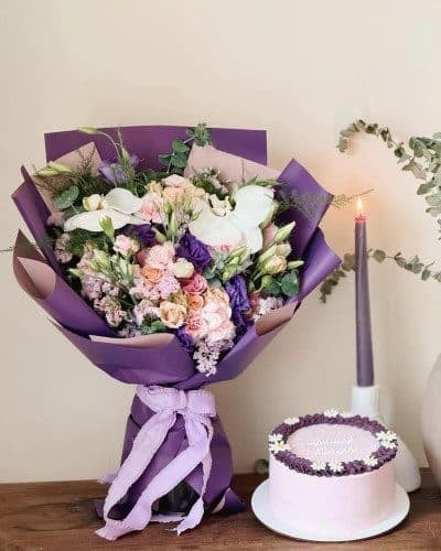 کیک تولد و باکس گل برای رفیق — تصویر ۲