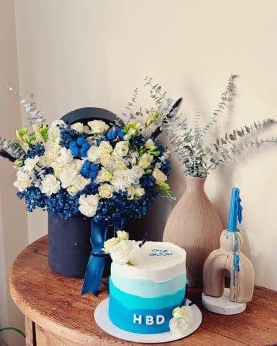 کیک تولد و باکس گل برای فصل بهار