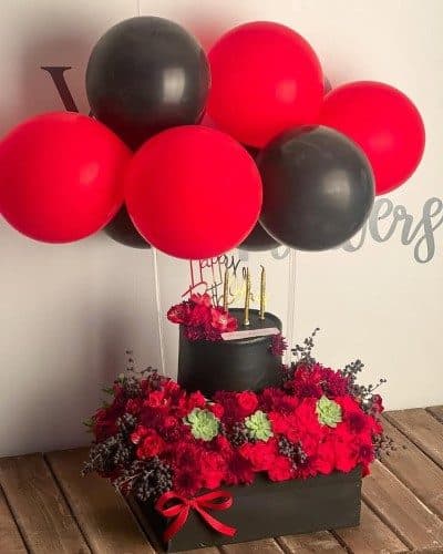 کیک تولد و باکس گل برای بیست نفر