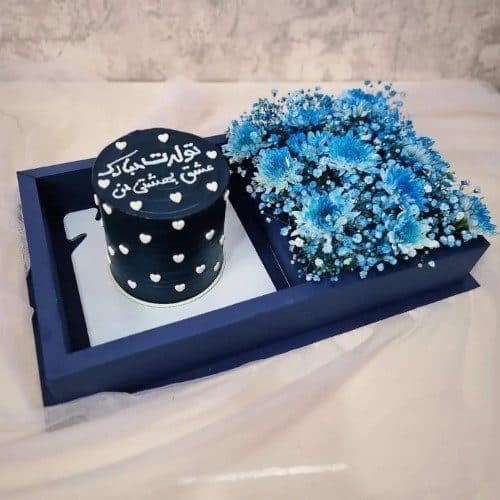 کادو تولد با گل تولد و کیک مردانه شیک و خاص