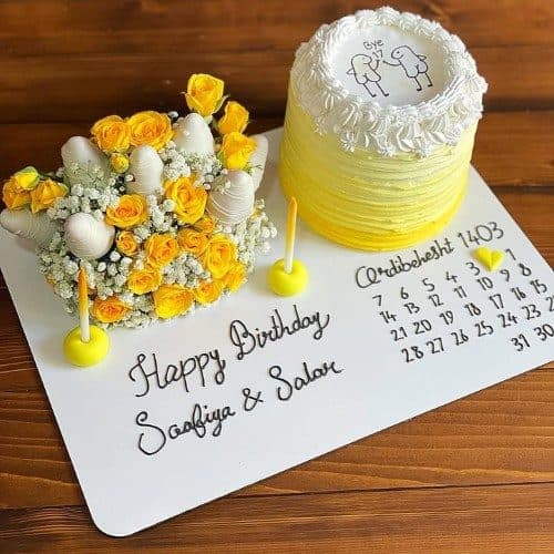کادو تولد با گل تولد و کیک برای رفیق پسر