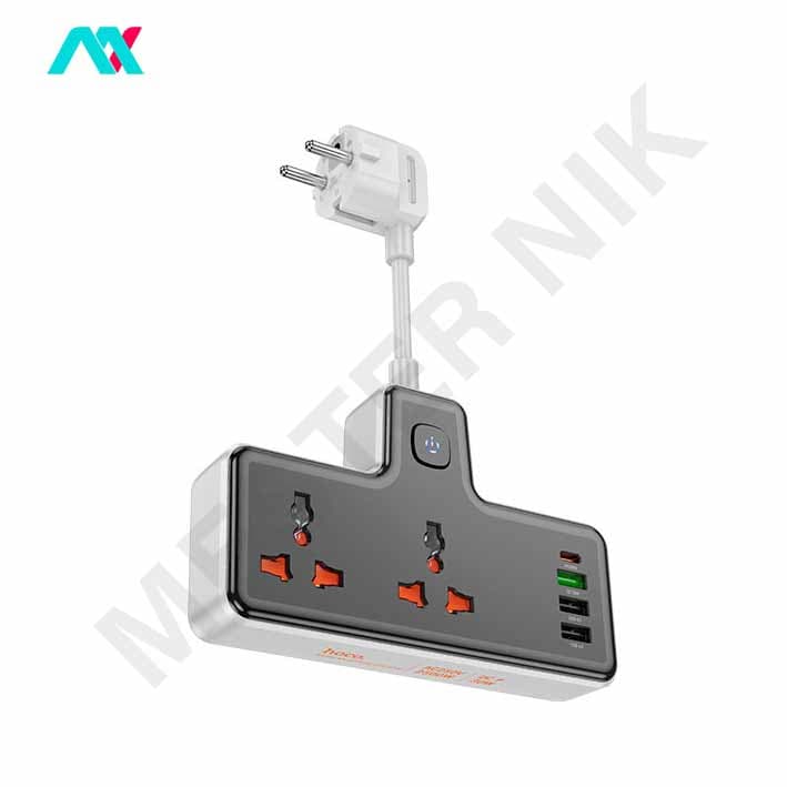 شارژر و چند راهی برق PD30W + QC3.0 + 2 sockets EU هوکو مدل AC12A — تصویر ۸