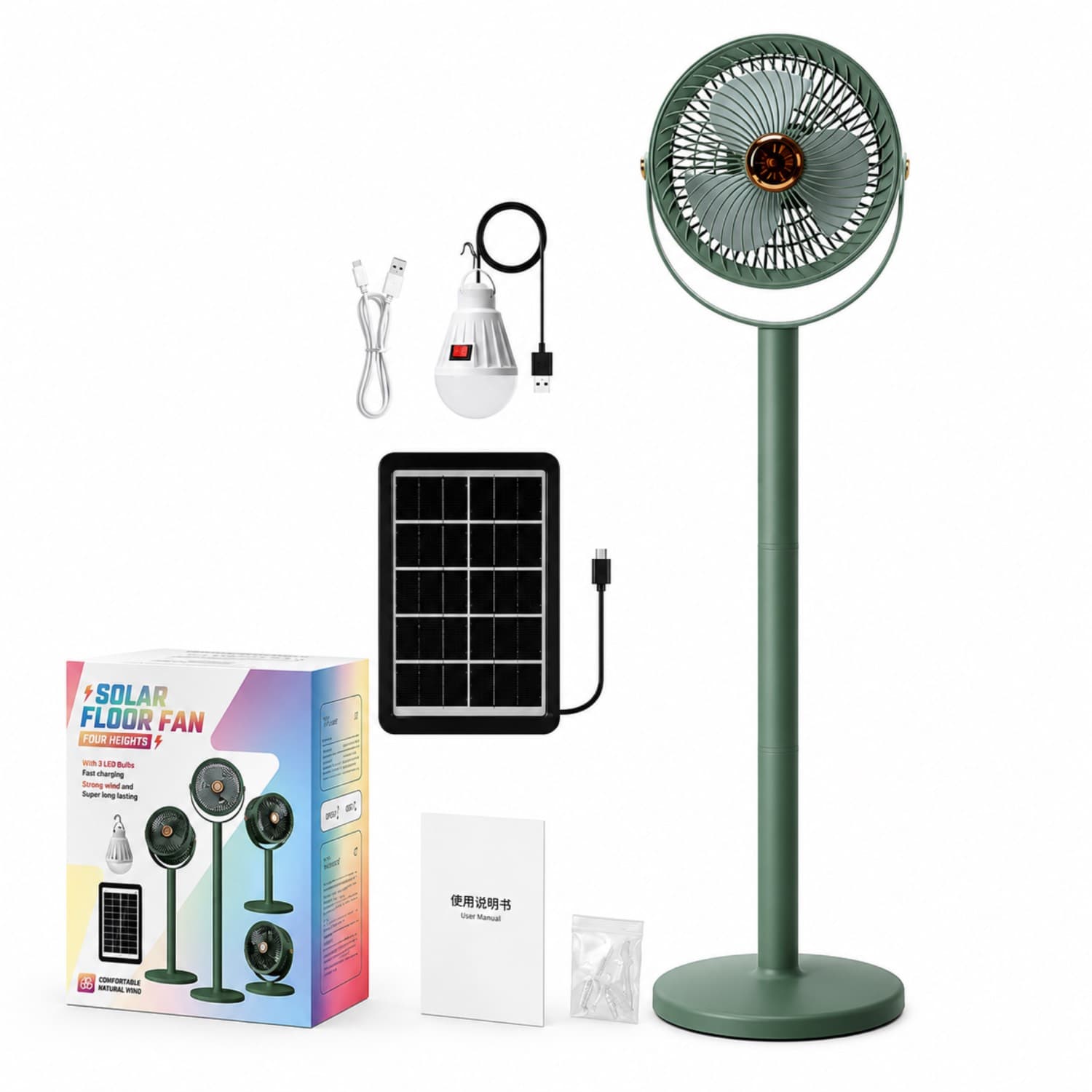 پنکه شارژی ایستاده خورشیدی soolar fan