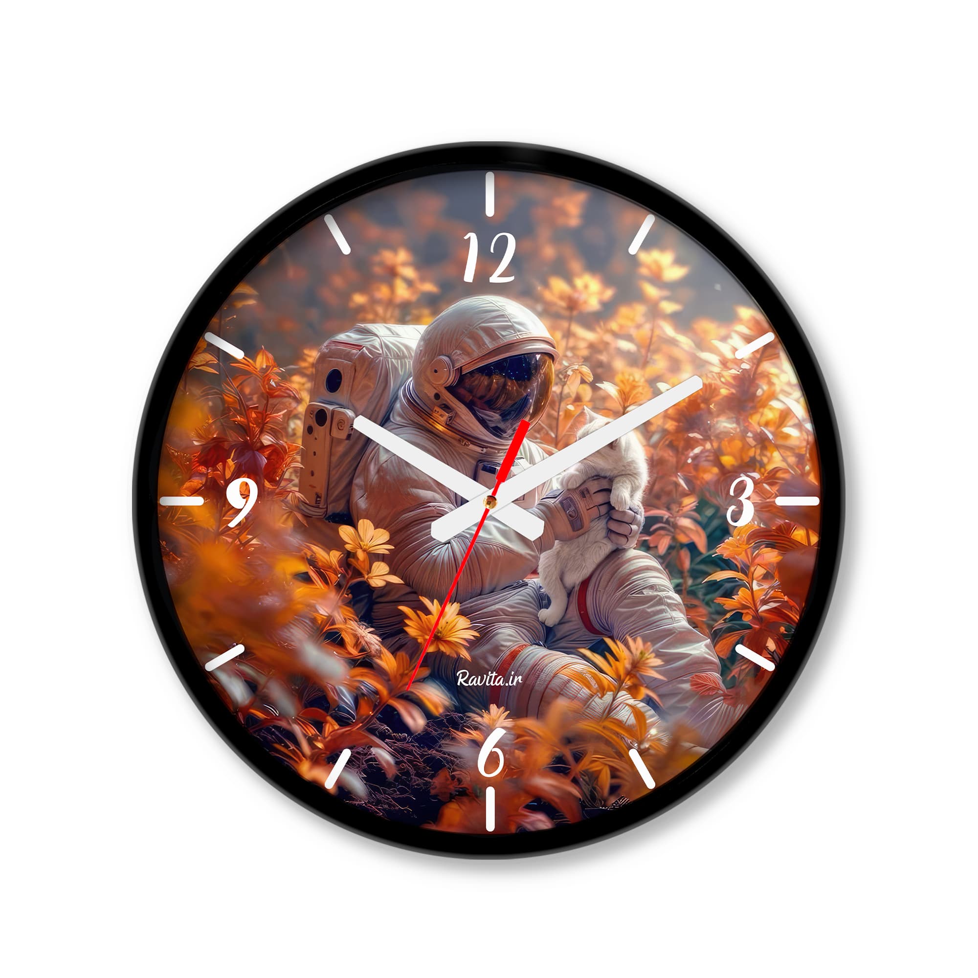 ساعت رومیزی دیواری راویتا طرح گربه و فضانورد – Cat and Astronaut کد 3711 — تصویر ۹