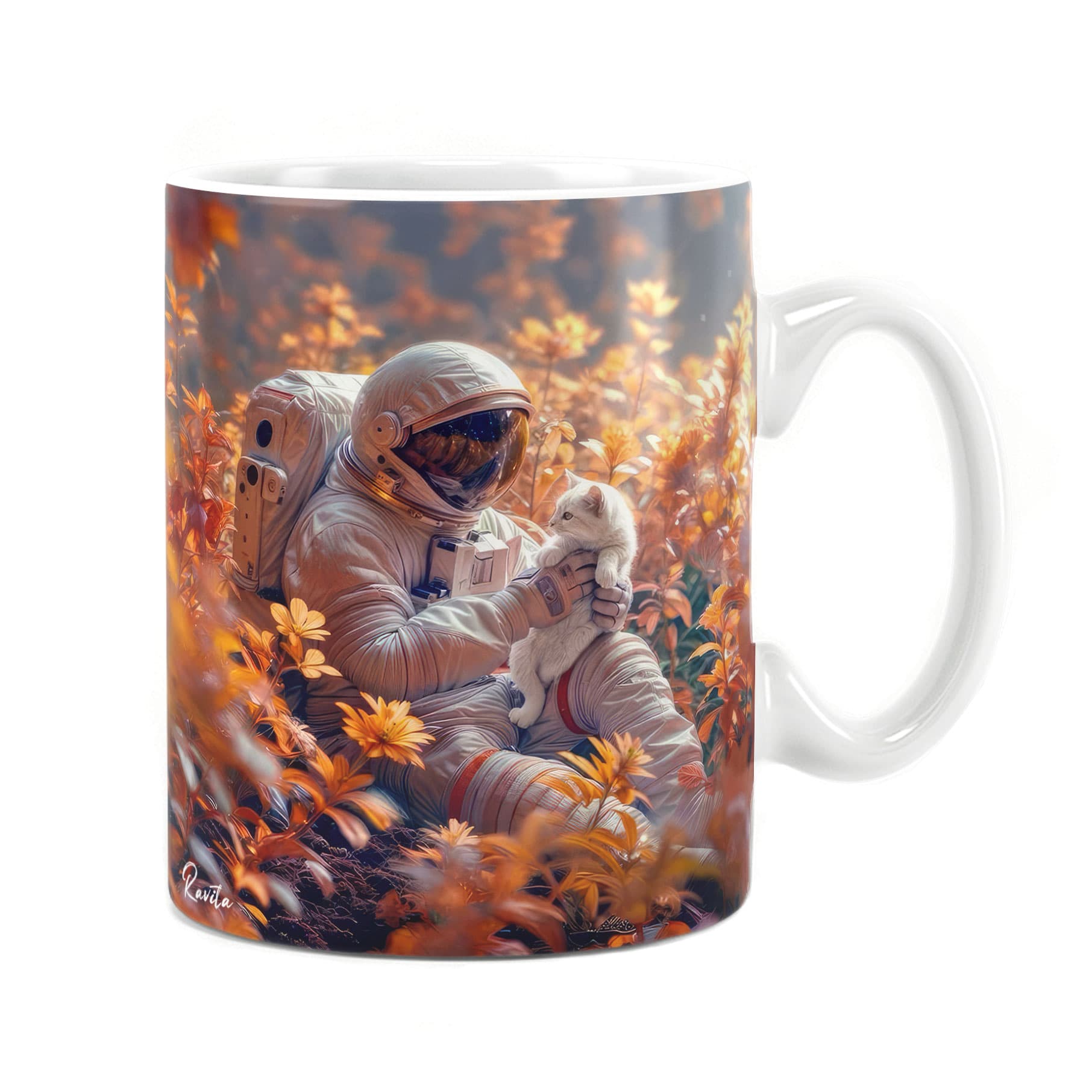 ماگ راویتا طرح گربه و فضانورد – Cat and Astronaut کد 3711