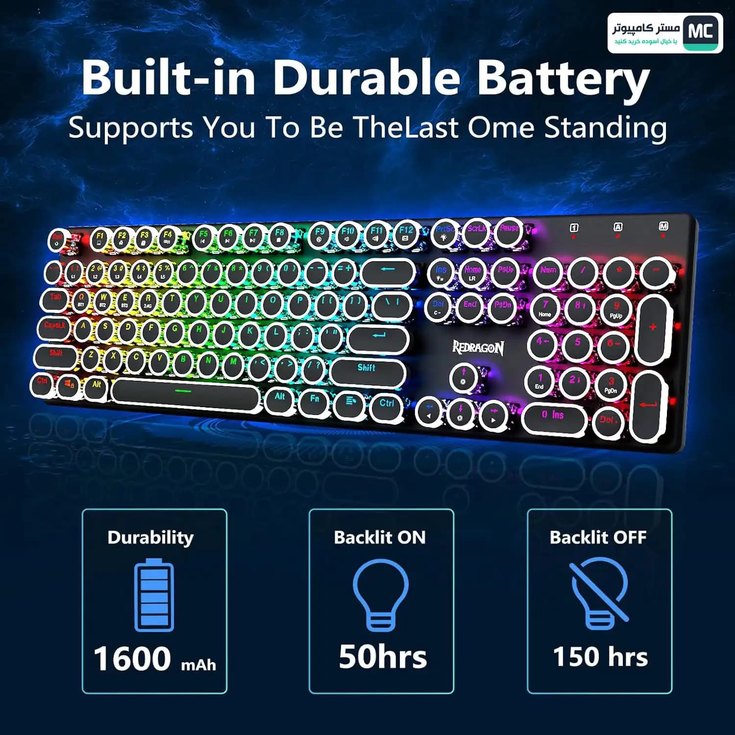 کیبورد بی سیم مکانیکال ردراگون FLARE K710 PRO — تصویر ۹