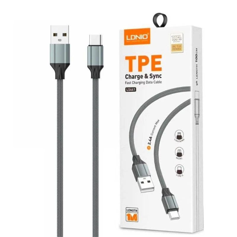 کابل فست شارژ میکرو الدینیو مدل LS441 طول 1 متر — تصویر ۲
