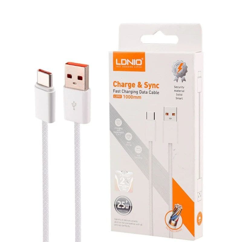 کابل فست شارژ تایپ سی الدینیو مدل LS901 طول 1 متر