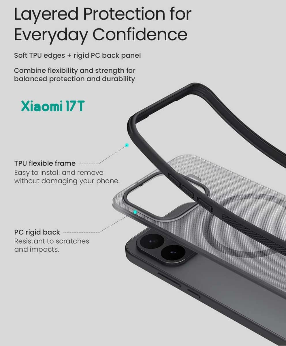 قاب ضدضربه مگنتی Xiaomi 17T مارک نیلکین مدل Super Frosted Shield Pro Magnetic — تصویر ۶