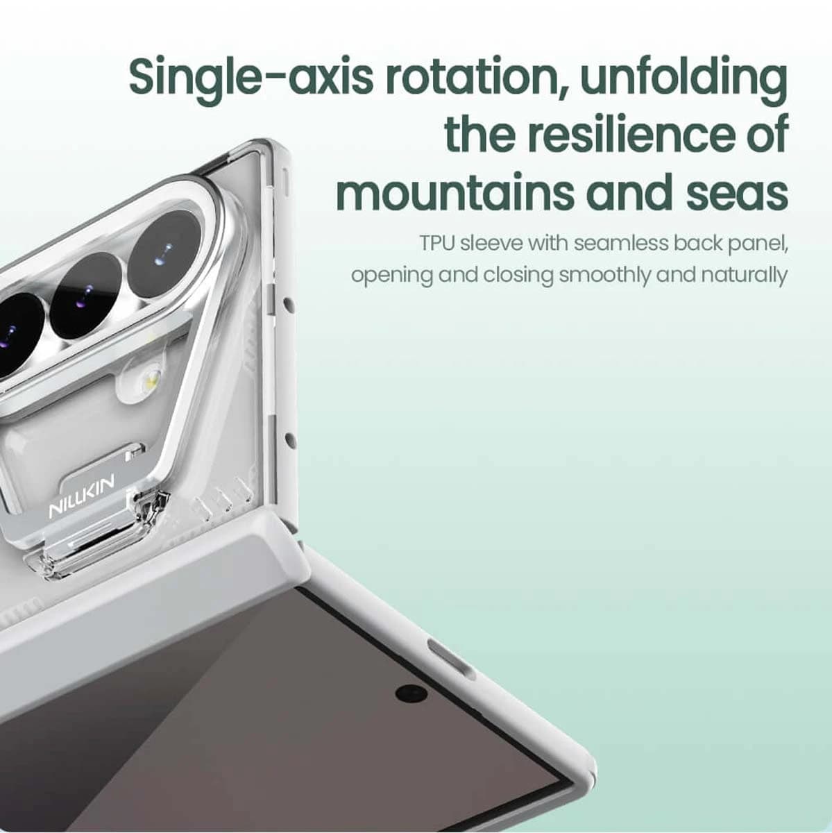 قاب کریستالی کمرا استند شیشهای Galaxy Z Fold 8 Ultra مارک نیلکین مدل Iceblade Prop — تصویر ۸
