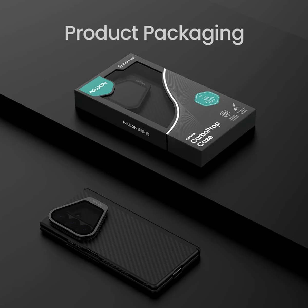 گارد مگنتی کربنی کمرا استند Galaxy Z Fold 8 Ultra مارک نیلکین مدل CarboProp — تصویر ۷