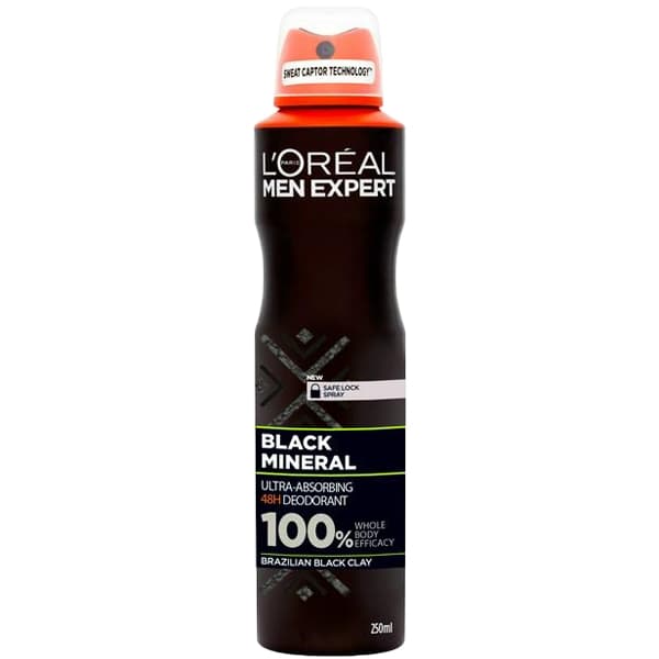 اسپری ضد تعریق لورآل سری Men Expert مدل Black Mineral حجم 250 میل — تصویر ۳