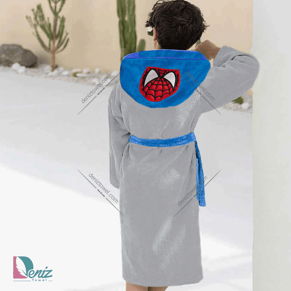 حوله کودک طرح مرد عنکبوتی طوسی آبی