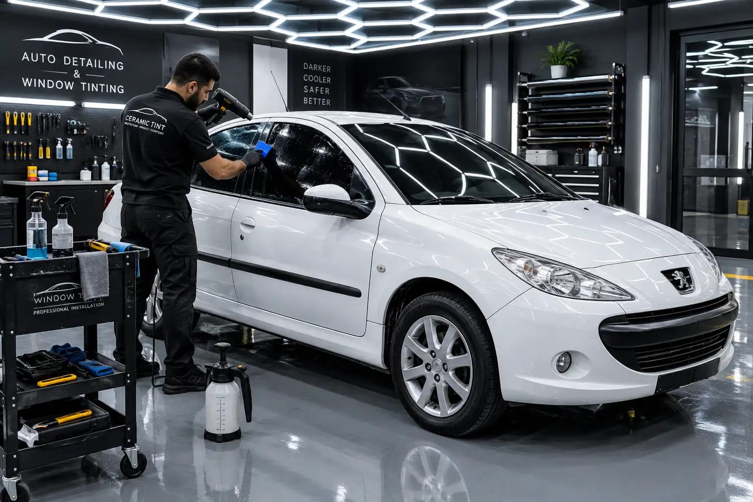 خدمات نصب برچسب UV نانو سرامیک مشکی شیشه جلو