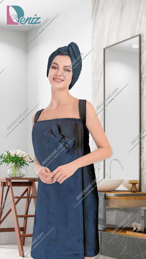 حوله سونایی طرح ساده رنگ طوسی تیره