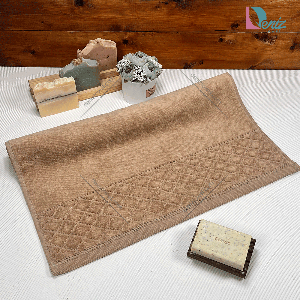 حوله دستی طرح لوزی رنگ نسکافه ای