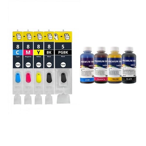 کارتریج قابل شارژ جوهرافشان 8 – 5 کانن + جوهر 100cc اینکتک کره ای