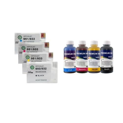 کارتریج قابل شارژ جوهرافشان 950 – 951 اچ پی + جوهر 100cc اینکتک داخلی