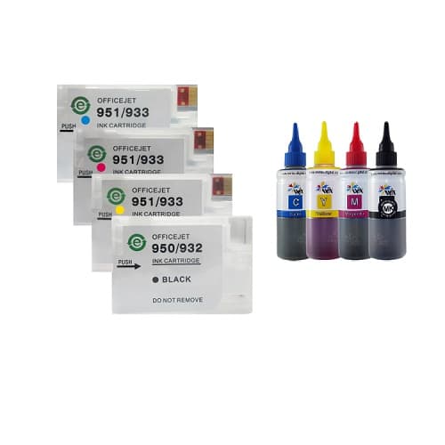 کارتریج قابل شارژ جوهرافشان 950 – 951 اچ پی + جوهر 100cc وکس