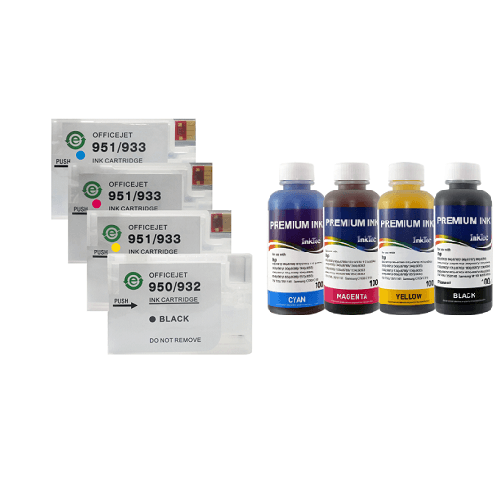 کارتریج قابل شارژ جوهرافشان 932 – 933 اچ پی + جوهر 100cc اینکتک کره ای