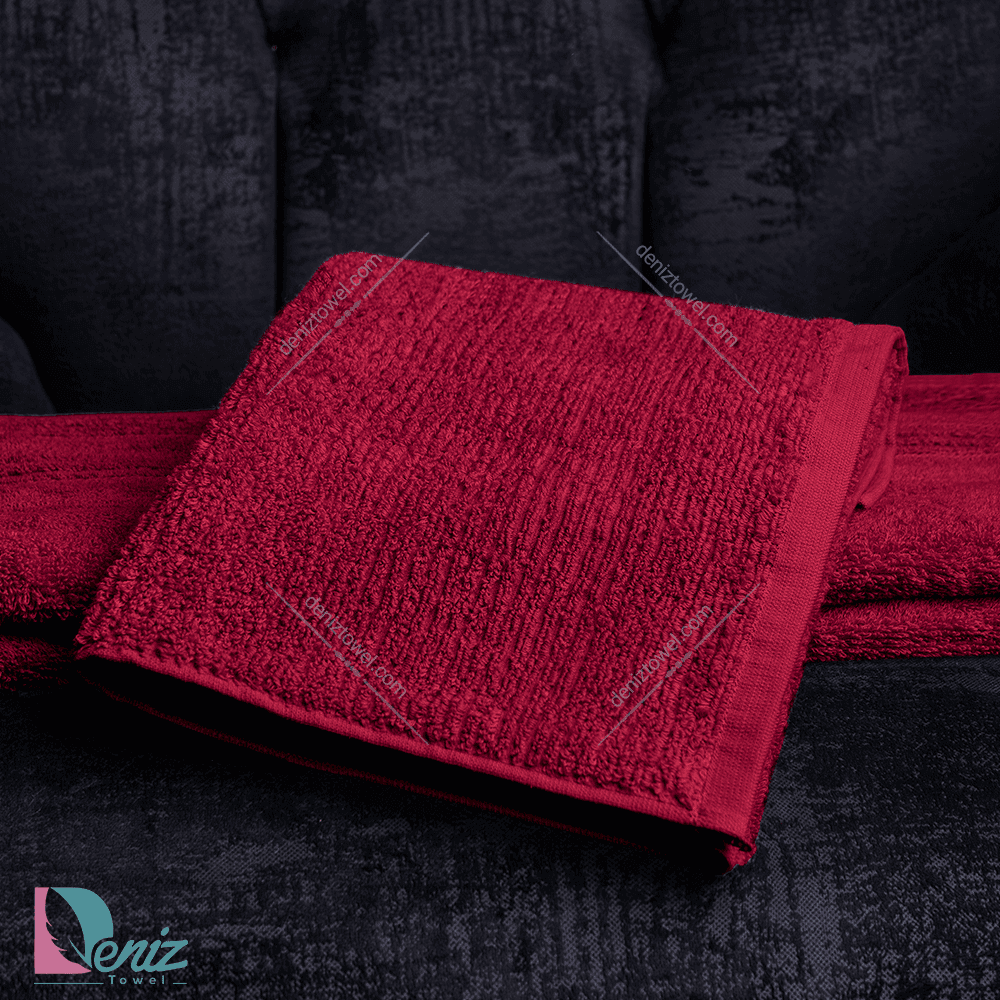 حوله دستی روکو رنگ زرشکی — تصویر ۲