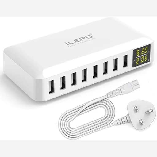 شارژ رومیزی8پورت40وات نمایشگر LCDمدلi6 توان