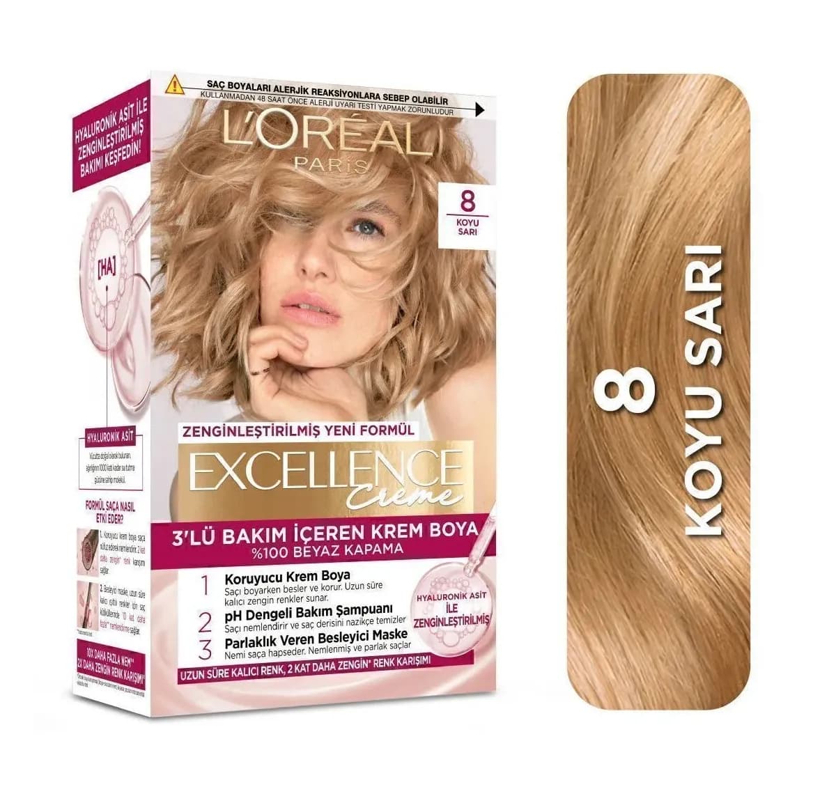 رنگ ‌موی شماره 8 لورال loreal رنگ بلوند تیره سری Excellence — تصویر ۷
