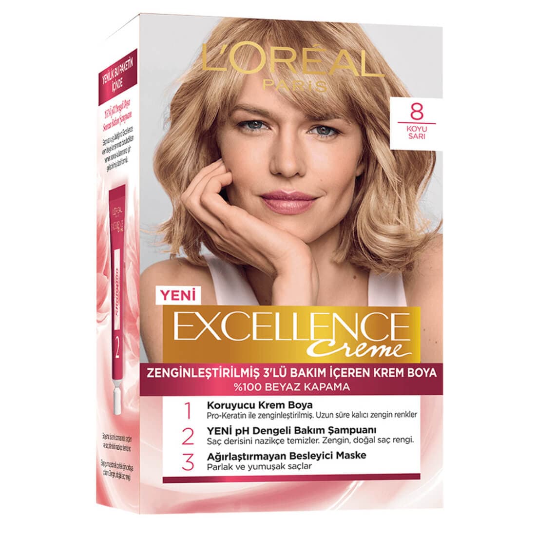 رنگ ‌موی شماره 8 لورال loreal رنگ بلوند تیره سری Excellence — تصویر ۳
