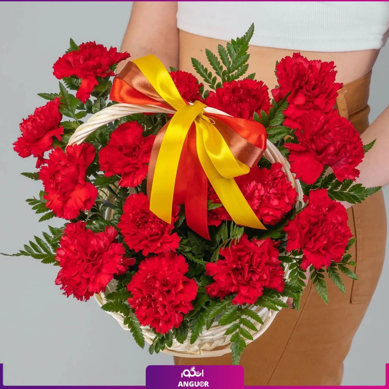 سبد گل میخک قرمز کوچک