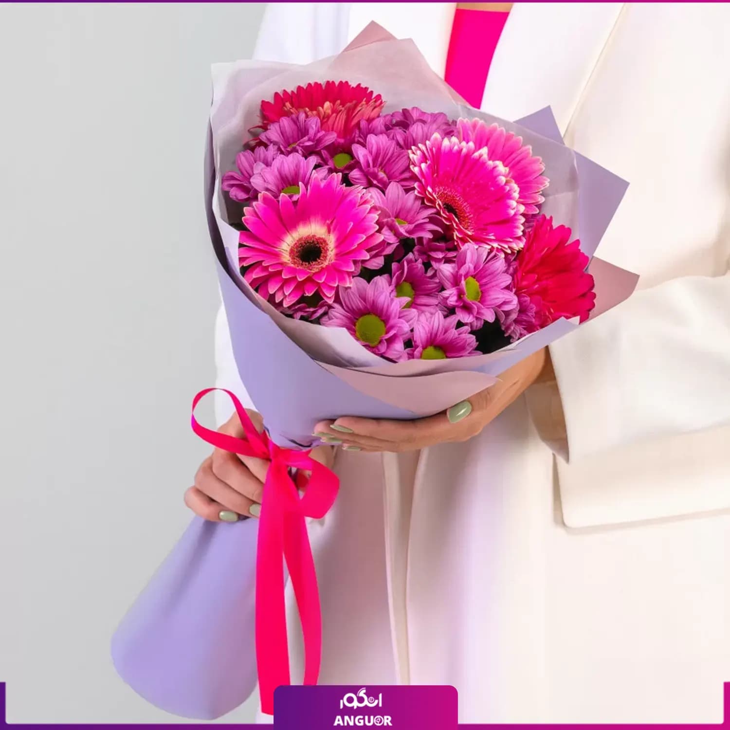 دسته گل ترکیبی ژربرا و داوودی — تصویر ۲