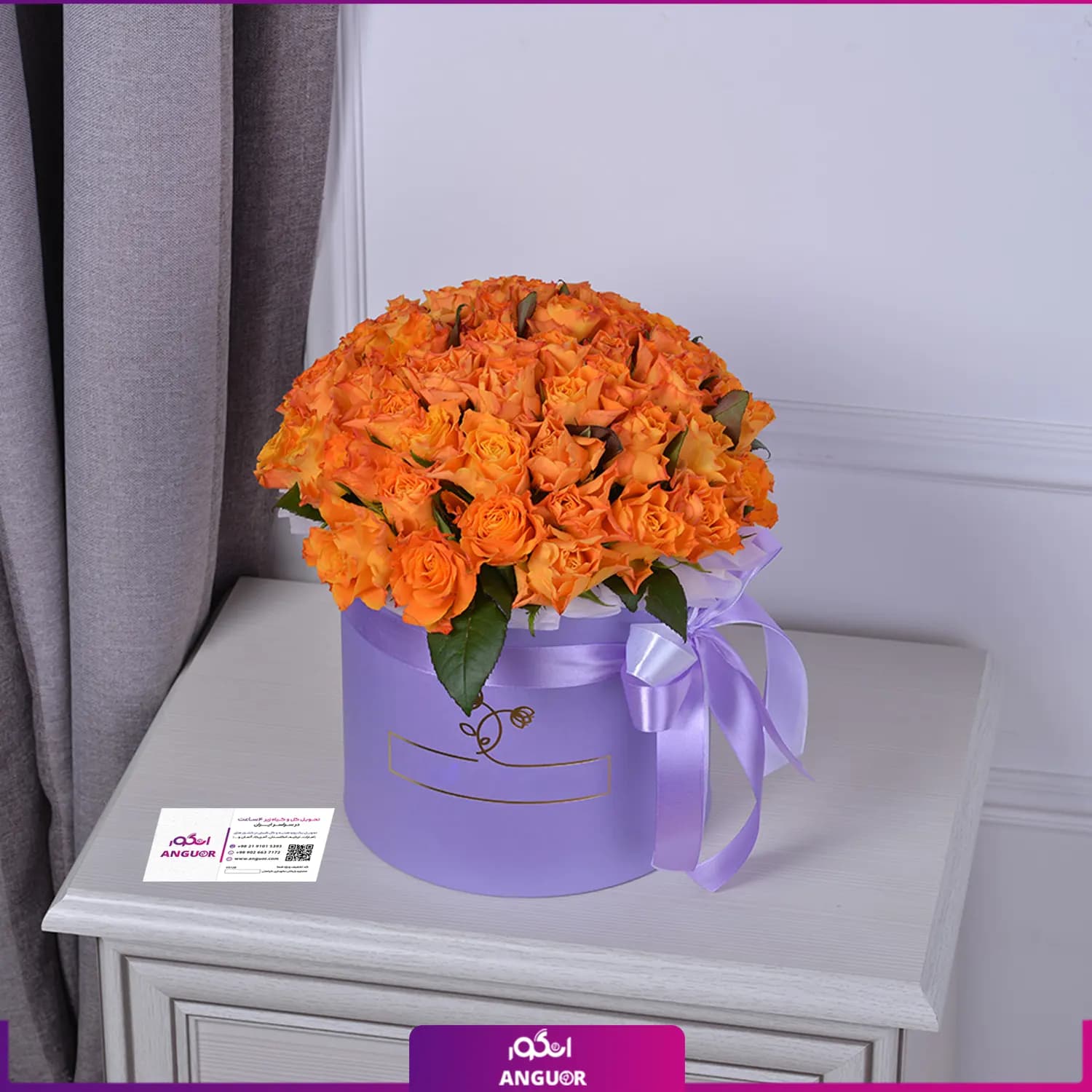 باکس گل رز مینیاتوری نارنجی — تصویر ۴