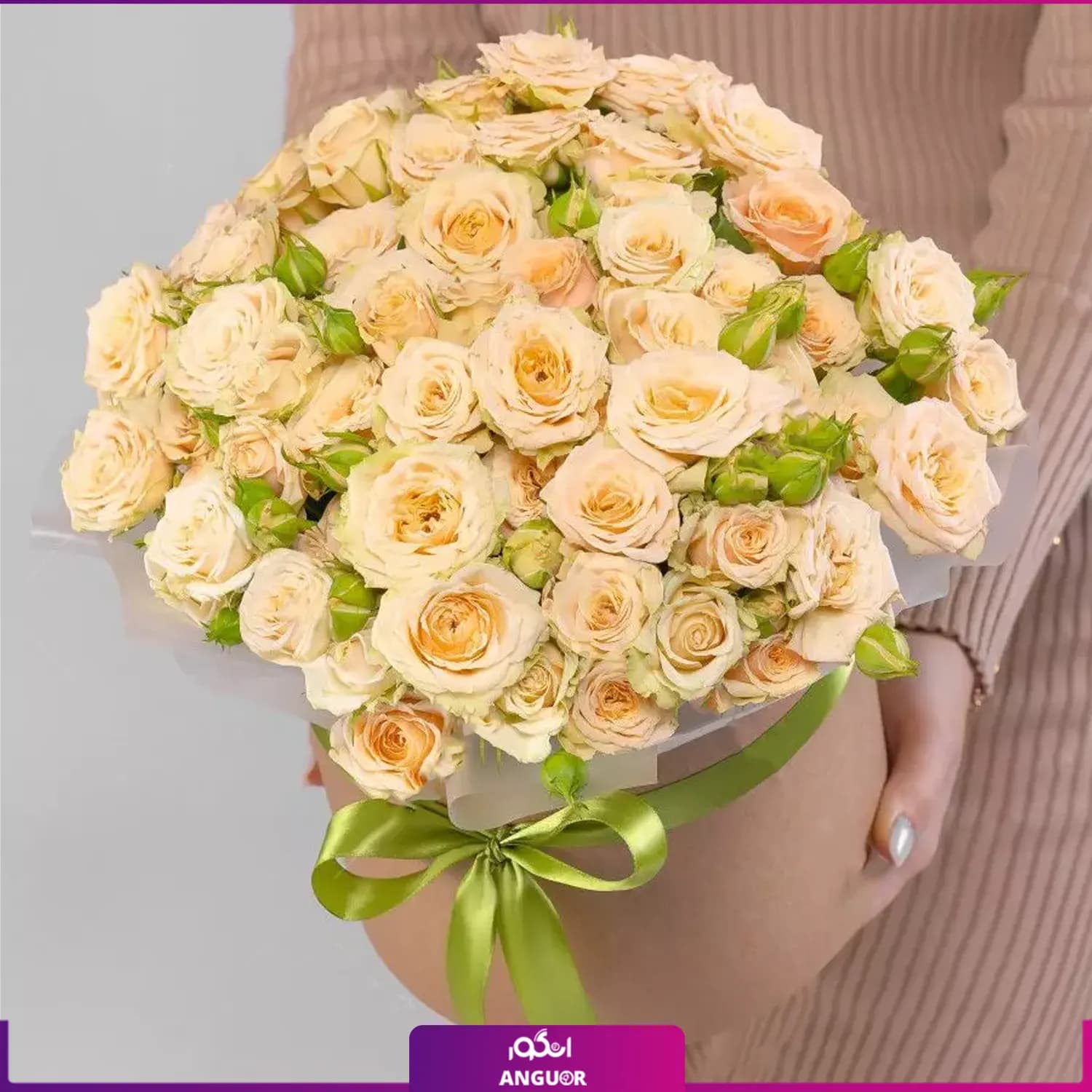 باکس گل رز مینیاتوری به رنگ گلبهی