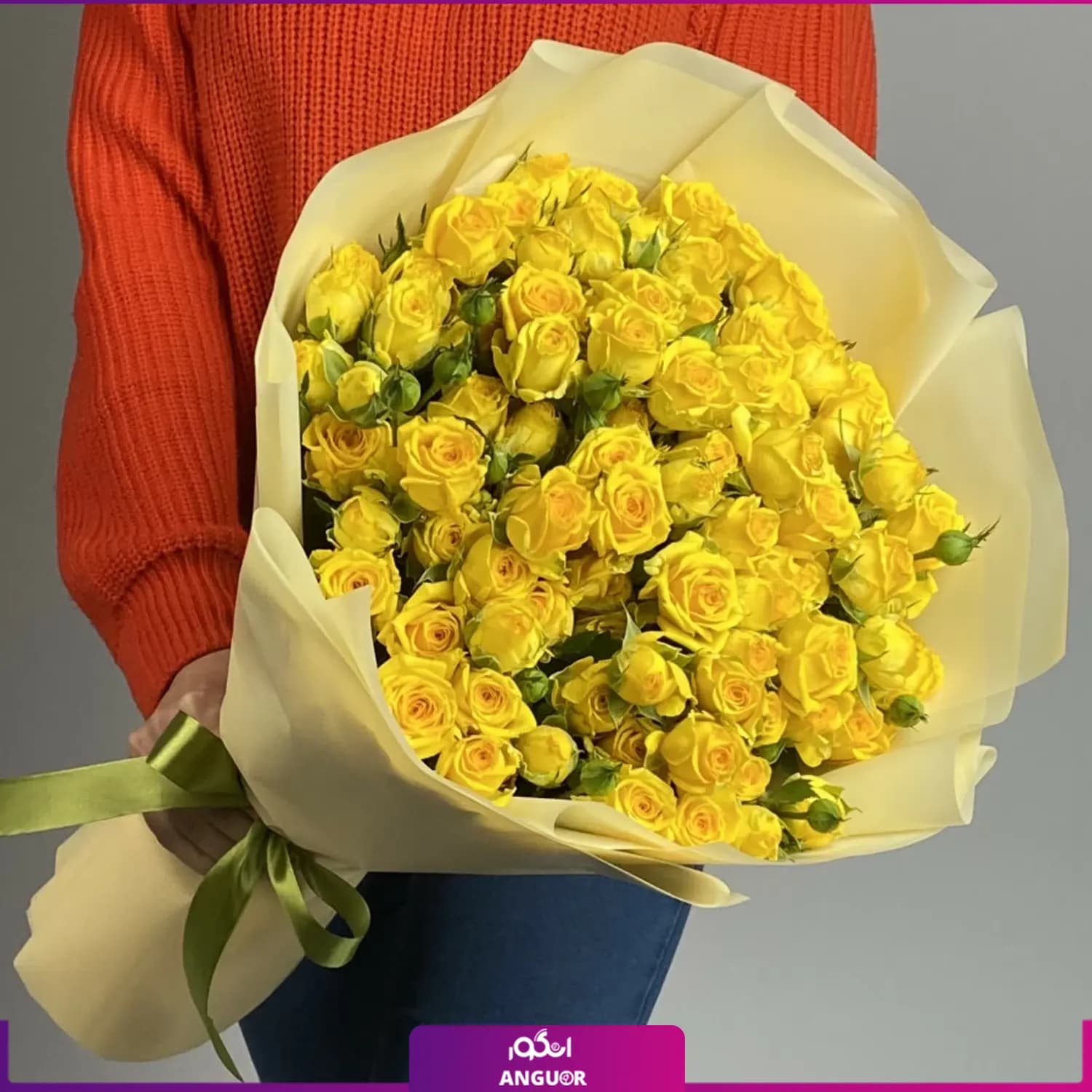 دسته گل رز مینیاتوری زرد — تصویر ۲