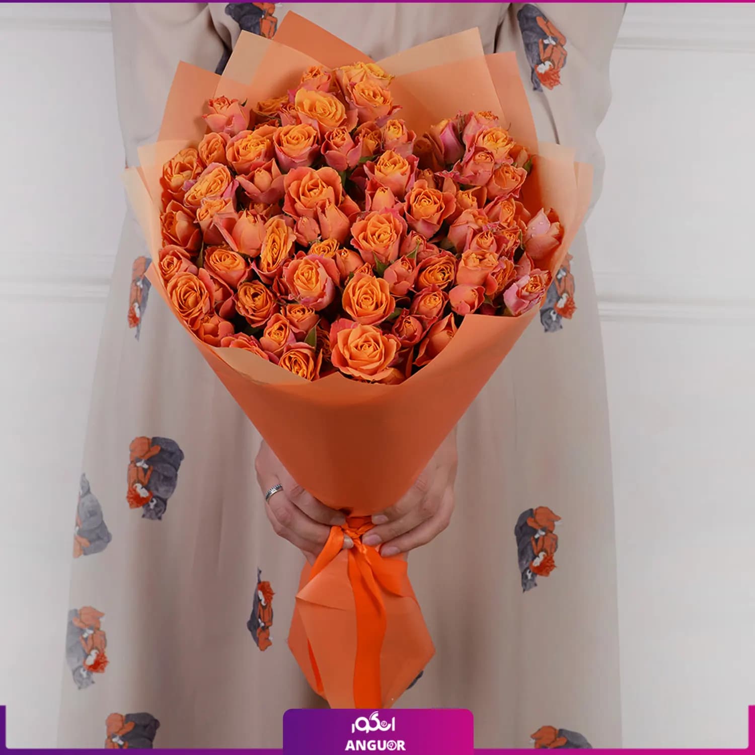 دسته گل رز مینیاتوری نارنجی — تصویر ۲