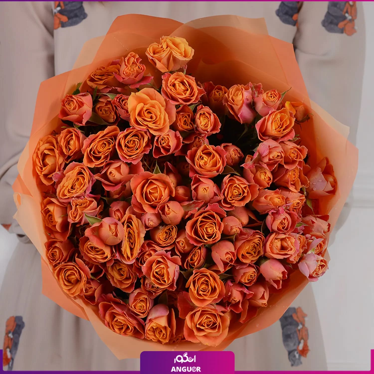 دسته گل رز مینیاتوری نارنجی — تصویر ۴