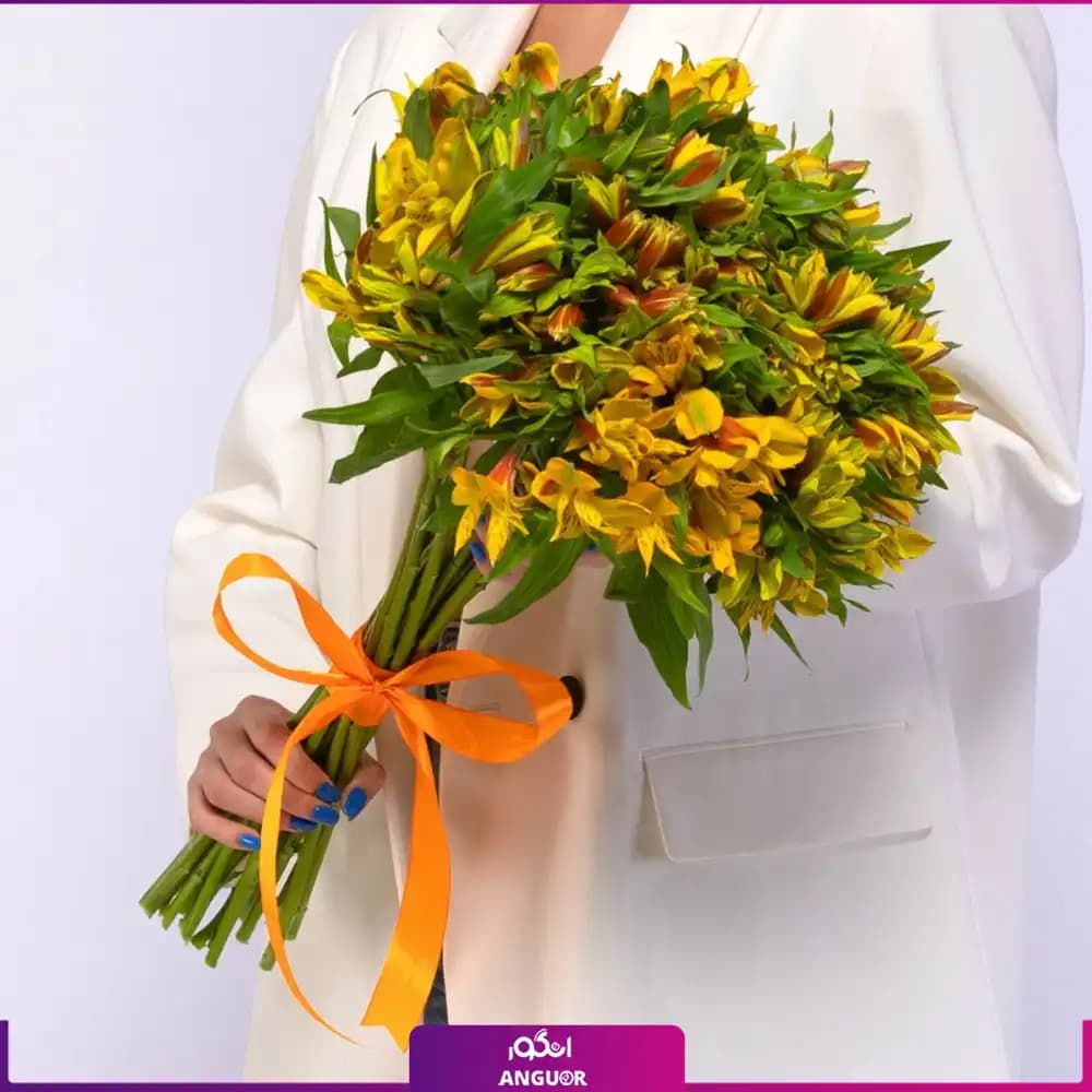 دسته گل آلسترومریا زرد (29 شاخه) — تصویر ۲