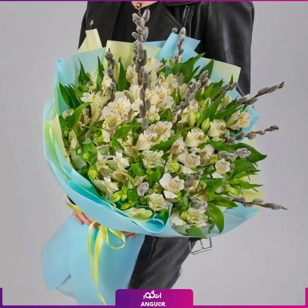 دسته گل آلسترومریا سفید (35 شاخه) — تصویر ۲