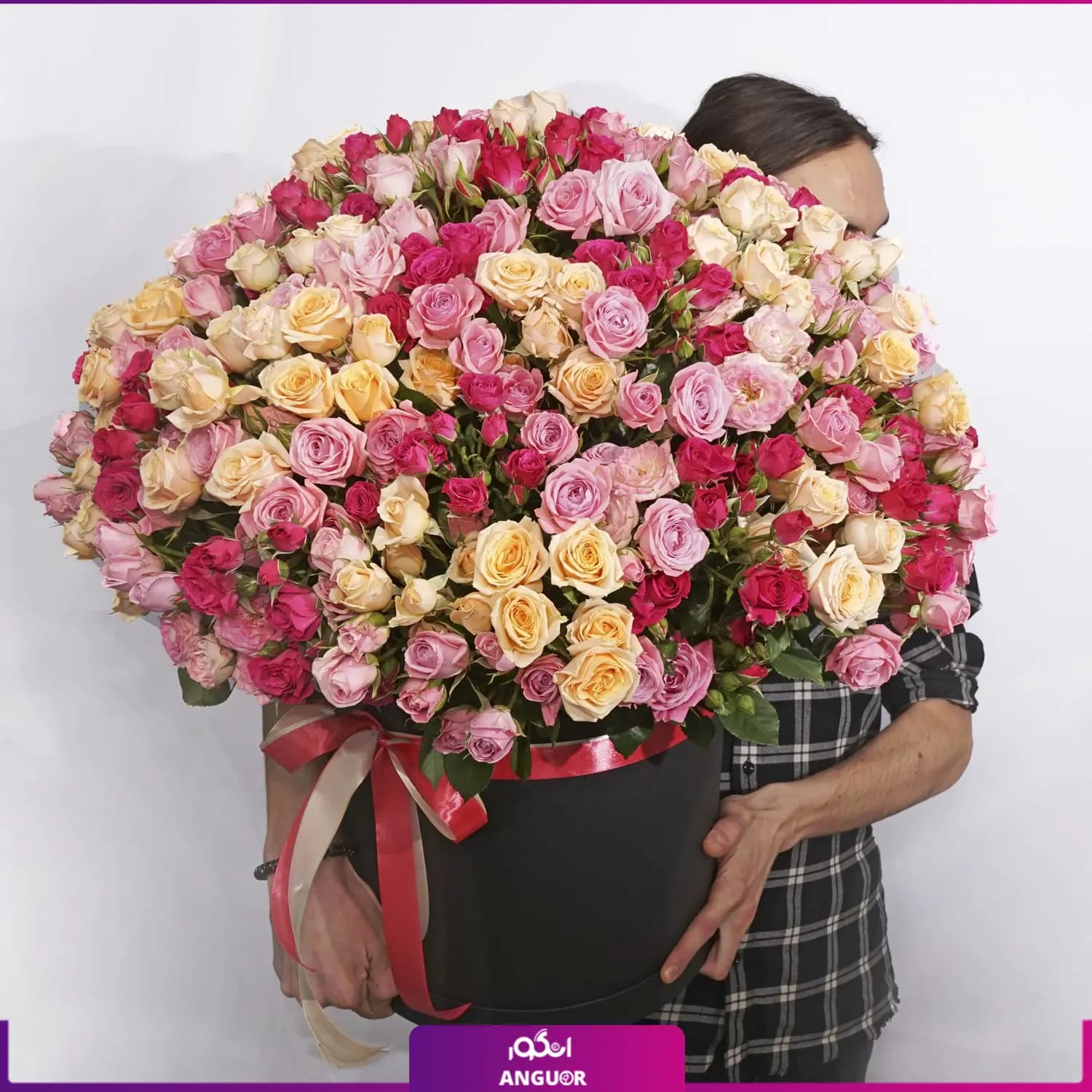 باکس گل رز مینیاتوری چند رنگ لوکس — تصویر ۳